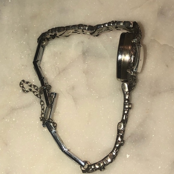 1950s Art Deco Style Sterling Silver Marcasite Ricoh Watch 6.1” - 6.7” Stretch - Picture 10 of 15